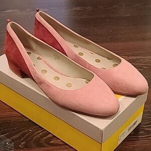 🩰 Boden Cathy Pink & Light Burgundy Suede Low Block Heels 1” 10.5 - 11 42